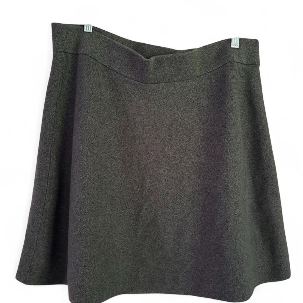 LOFT Gray A-Line Knit Skirt Women's XL Pull-On Stretch Classic Office Career
